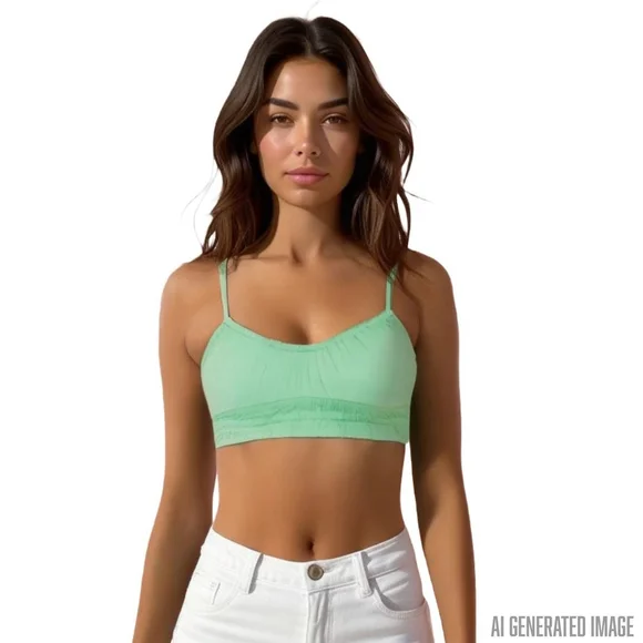 Becca Smocked Sporty Stretchy Cami Bikini Swim Top Turquoise Medium NWT Swimsuit - Picture 1 of 9